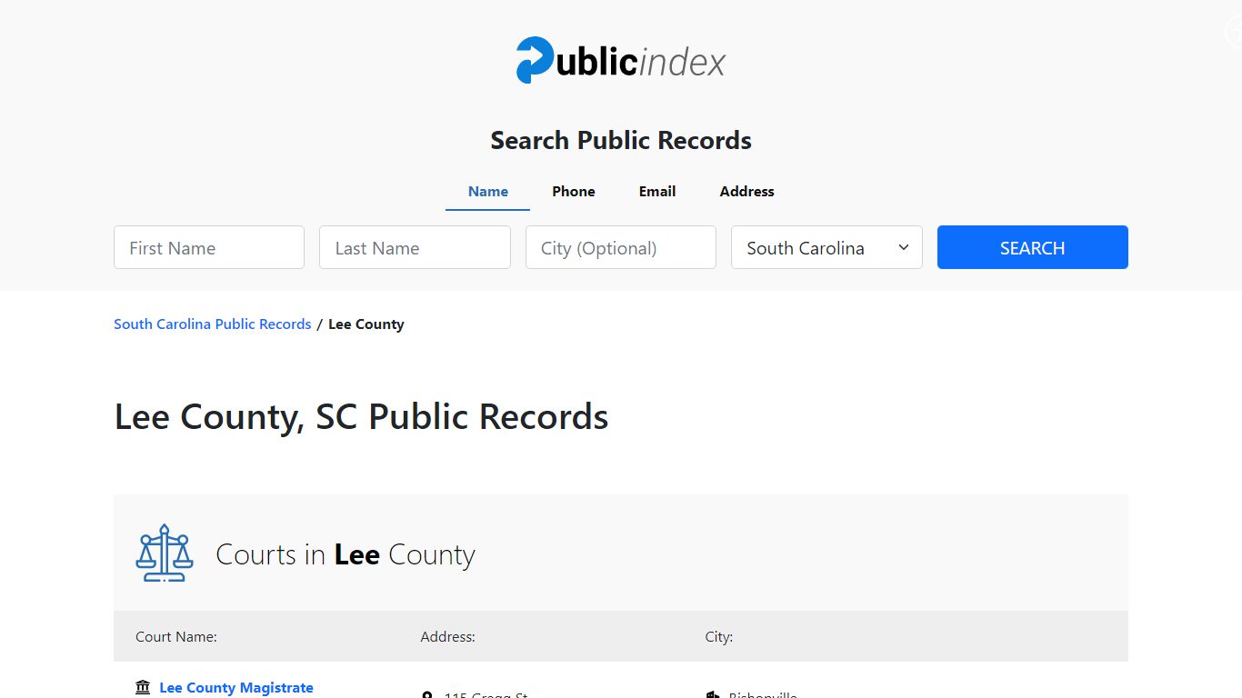 Lee County, SC Public Court, Arrest and Inmate Records - ThePublicIndex